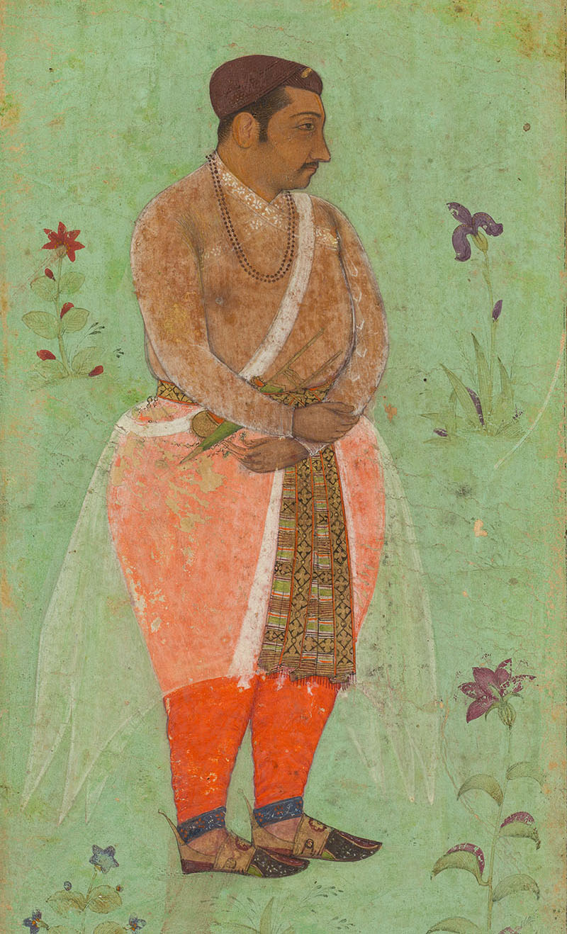 A painting depicting Suraj Singh Rathor standing with his hands clasped at the front.