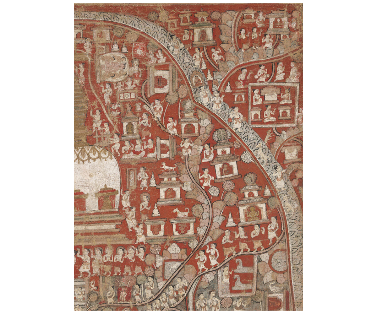 Mid-16th century paubha depicting the restoration or re-consecration of the Great Stupa at Svayambhunatha