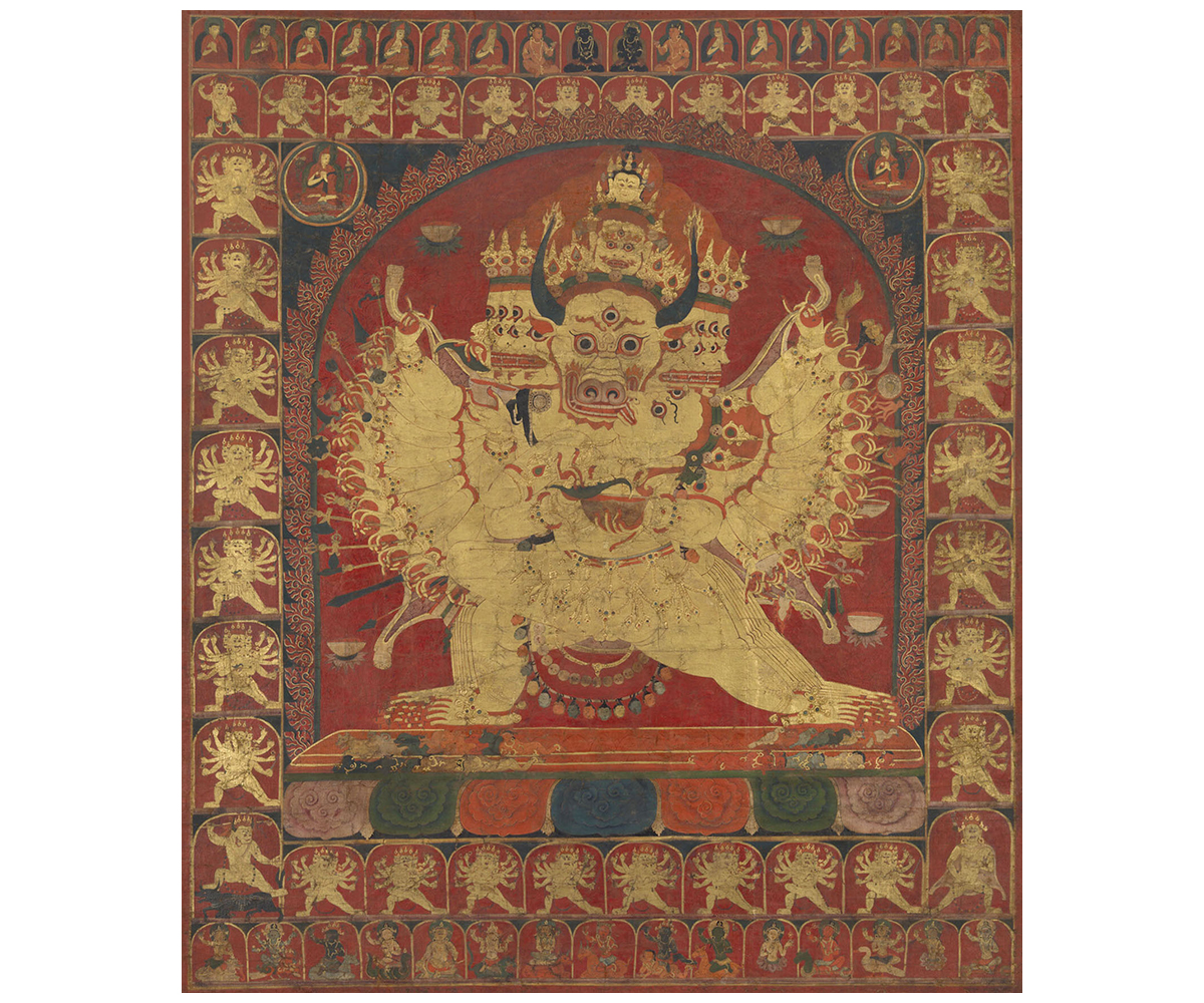 Mid–15th century paubha depicting Vajrabhairava Yamantaka and Vajravetali