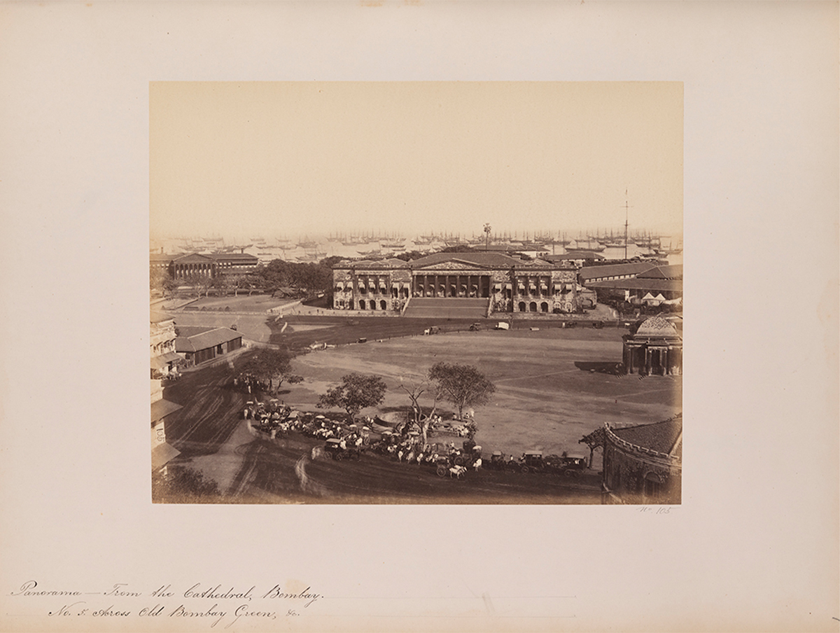 Mid-19th century photograph by William Johnson and William Henderson showing the Bombay Town Hall as seen from St Thomas' Cathderal