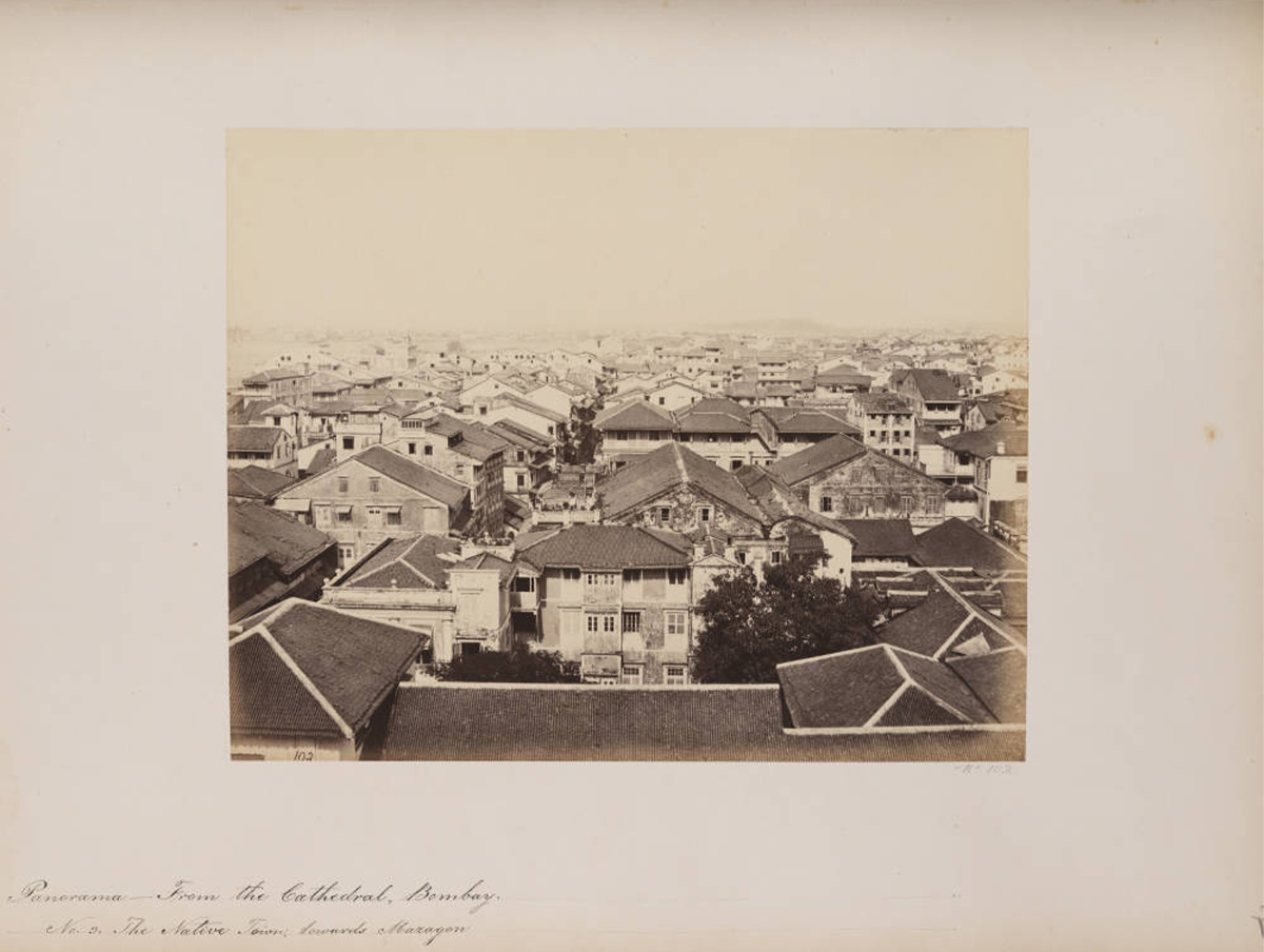 Mid-19th century photograph by William Johnson showing the former Native Town in Mumbai towards Mazagaon