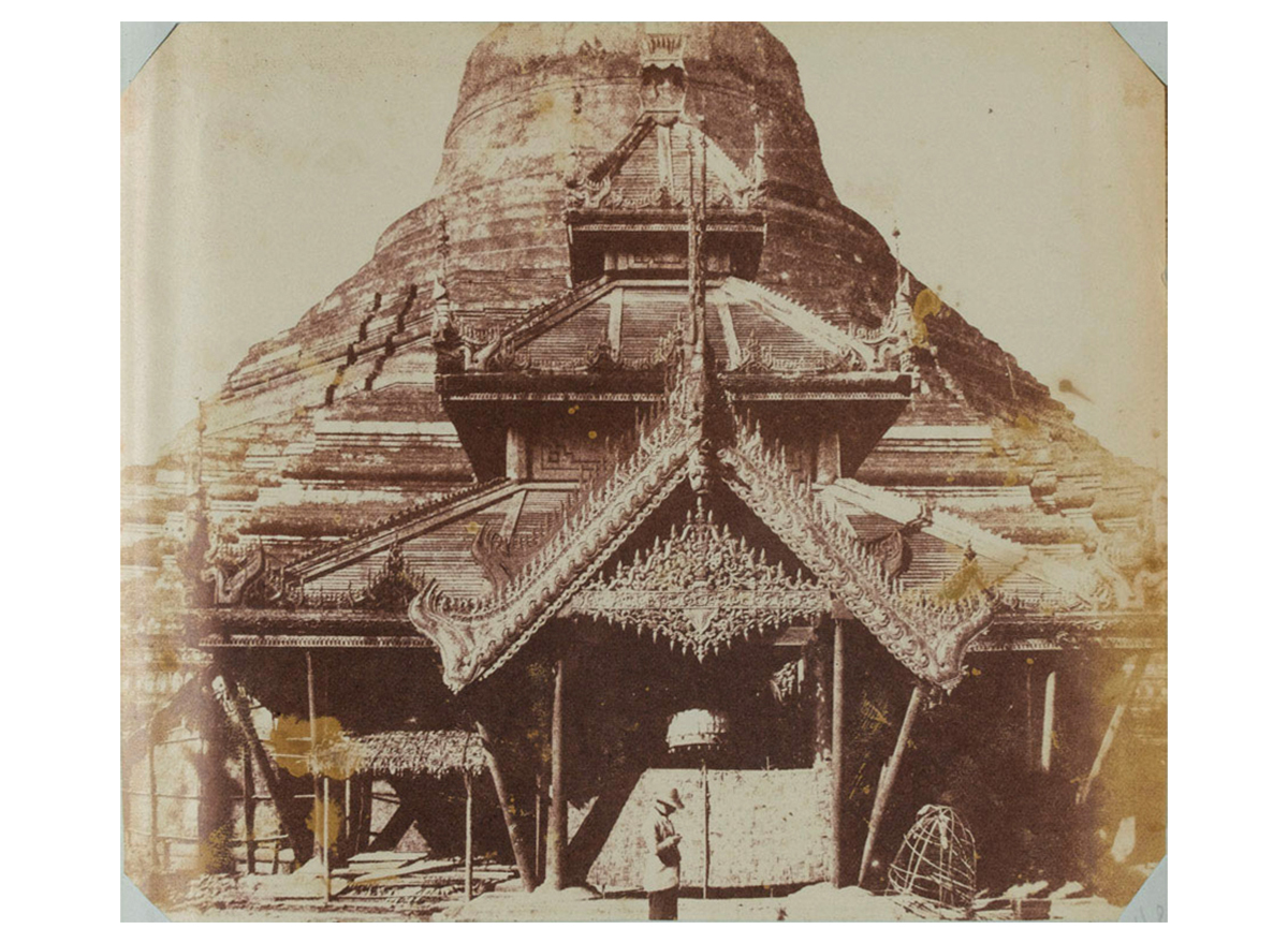 Mid-19th century archival photograph by John McCosh showing the Great Dagon Pagoda at Yangon