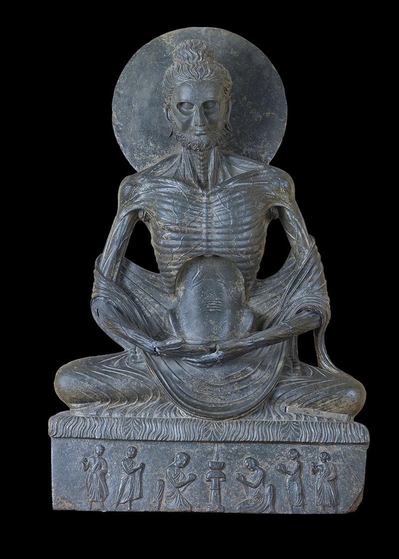 Photograph of the Fasting Siddartha statue at the Lahore Museum in Pakistan