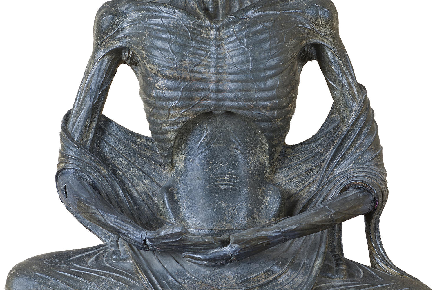 Photograph of the Fasting Siddartha statue at the Lahore Museum in Pakistan