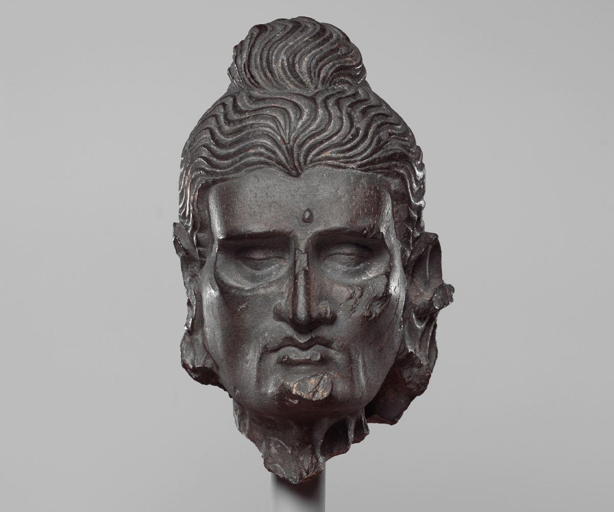 Photograph of the head of a Fasting Siddhartha statue