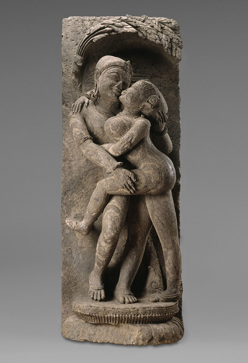 13th-century stone sculpture from Odisha showing a loving couple or mithuna